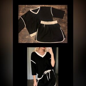 Black and Cream Women's Casual Sporty Set